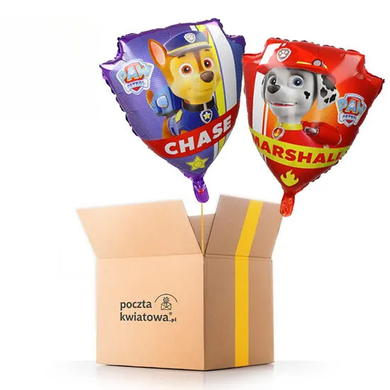 Paw Patrol - Badge - double-sided balloon with helium, Marshall i Chase