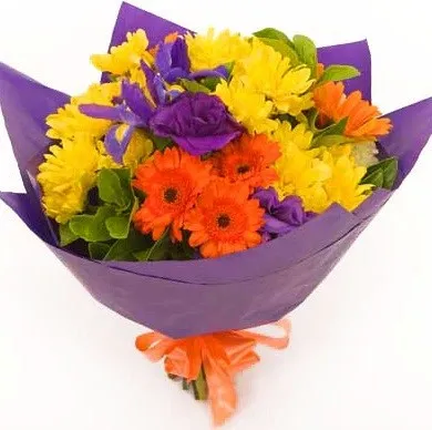 Funeral/Sympathy Bright Bouquet with ribbon - Myanmar (Burma)