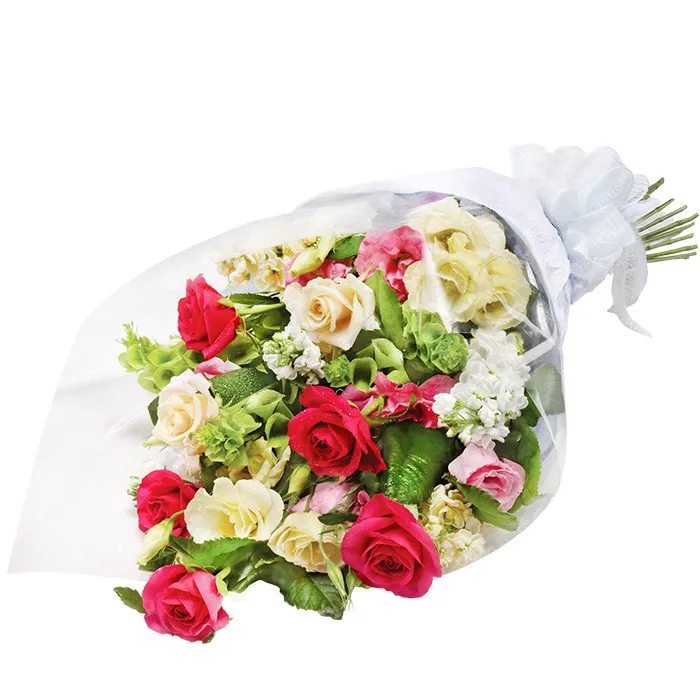Kwiaty Romantyczna historia, kompozycja z róż,eustom, lewkonii, molucelli, kwiaty dla mamy