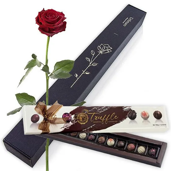 Elegancka różą z truflami - Poczta Kwiatowa® kwiaty w pudełku