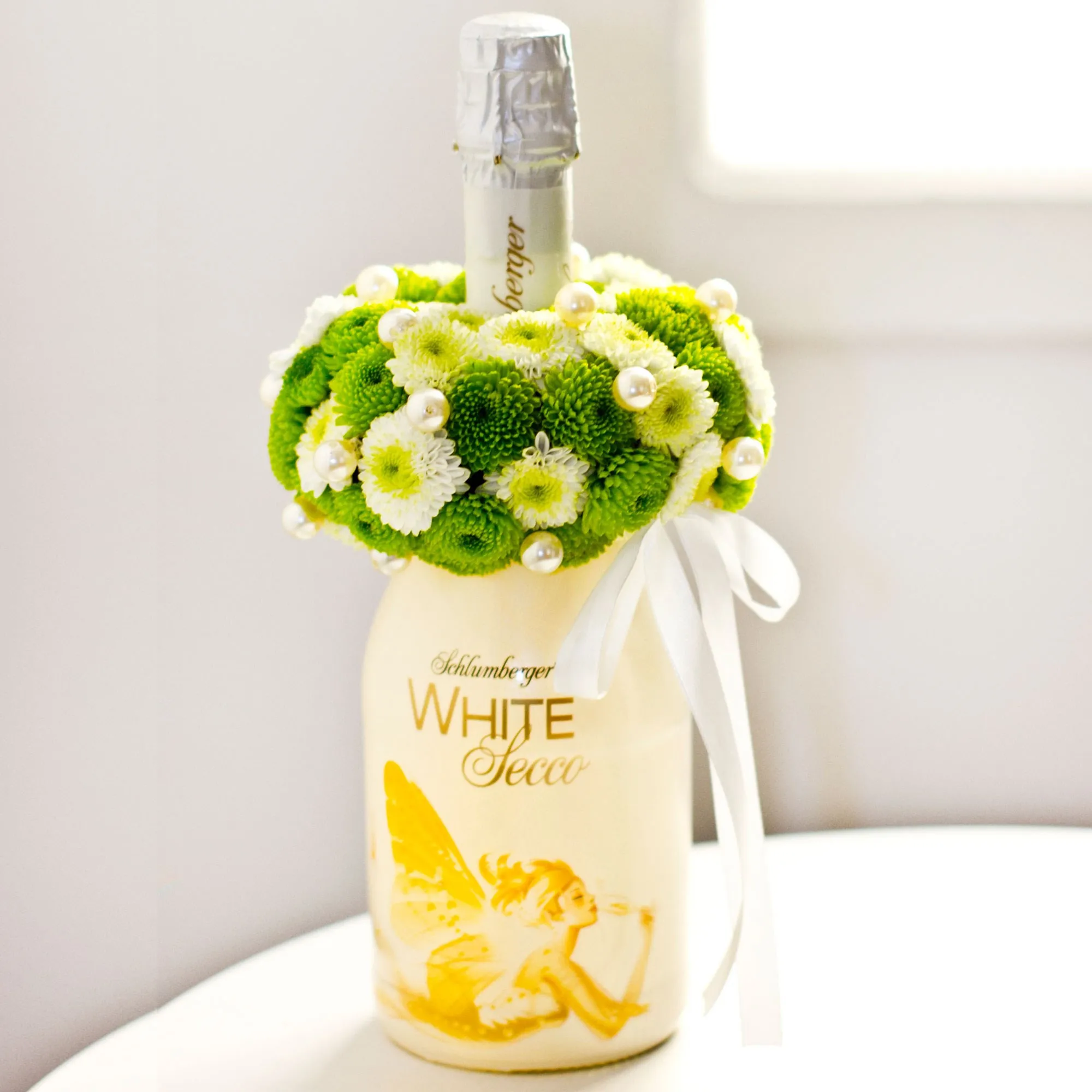Sparkling Wine Decorated with White Flowers - Hungary