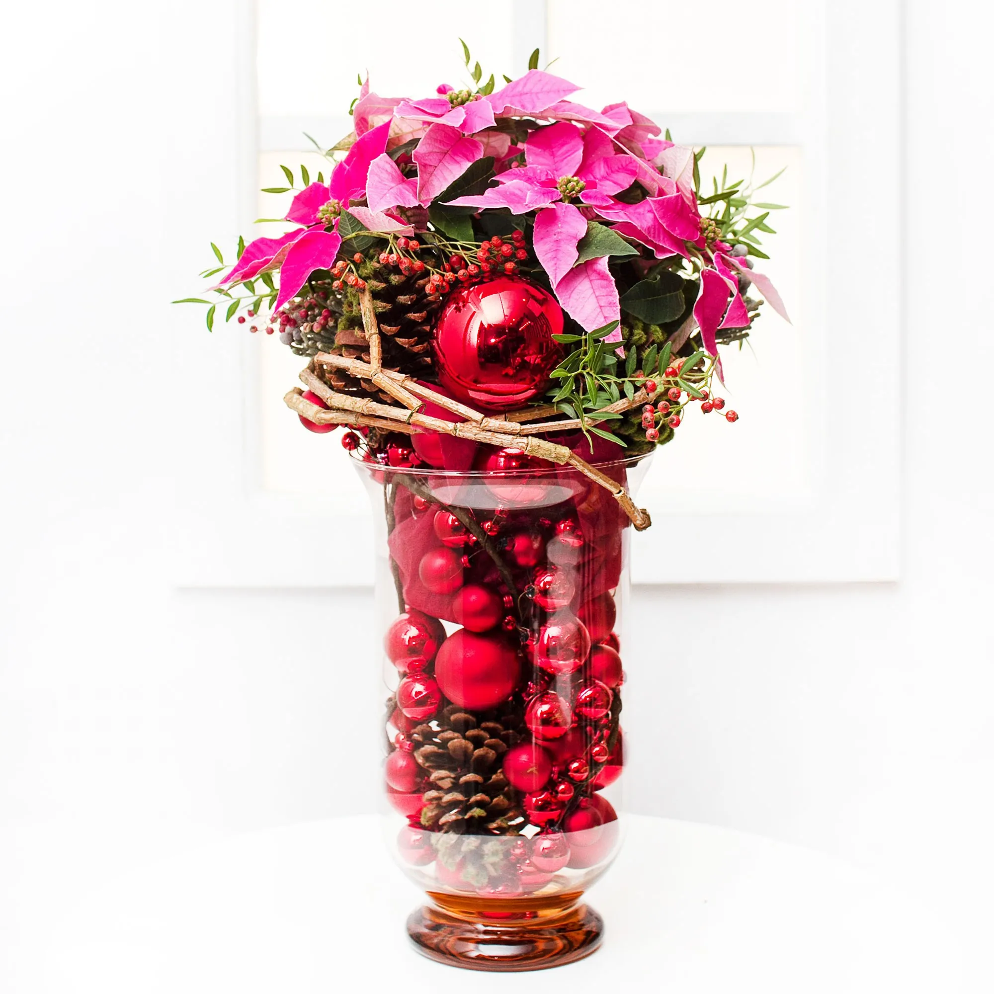 Christmas Arrangement in Glass Vase - Lithuania