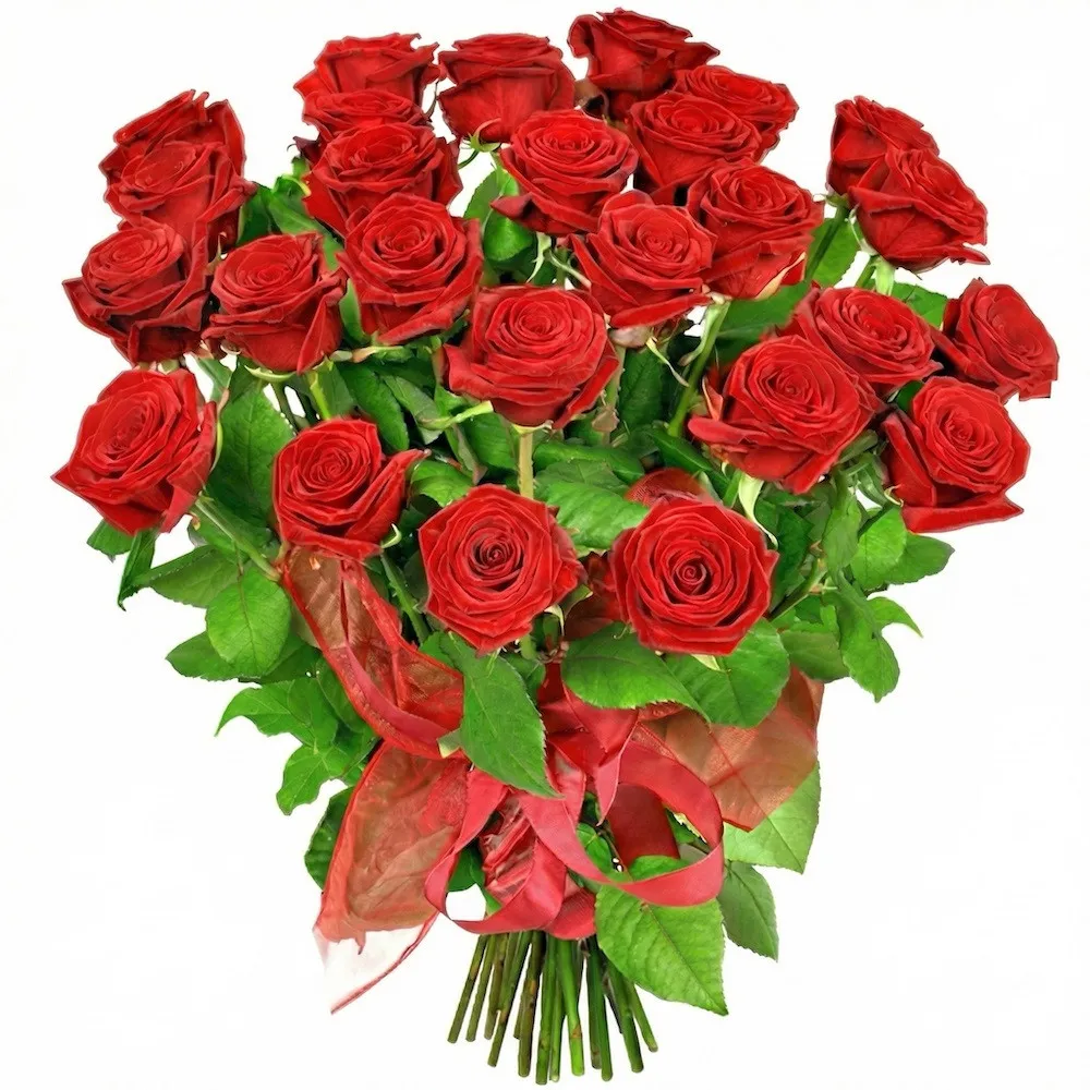 Red roses with ribbon, The taste of victory bouquet with delivery