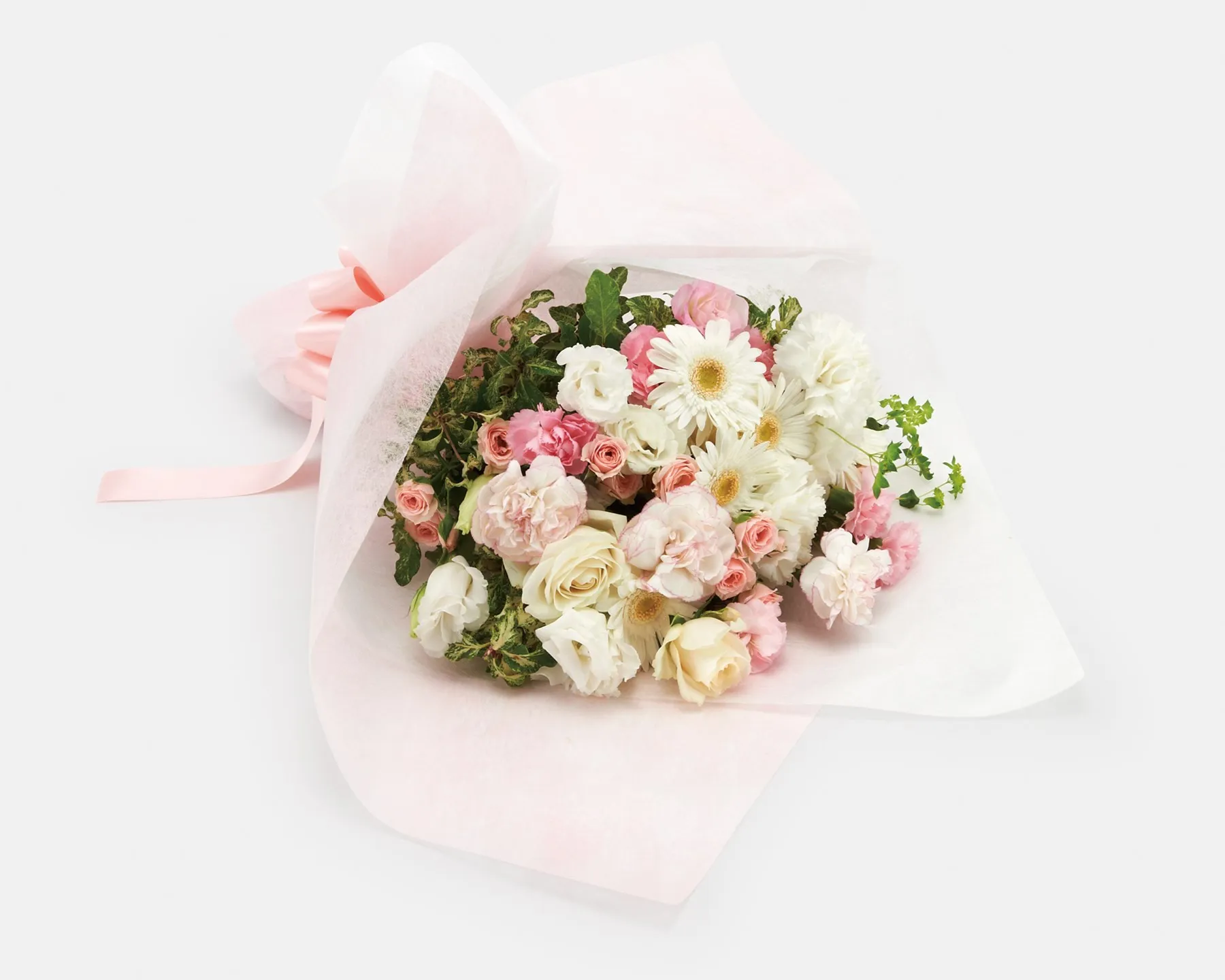 "Mother's Day" white & pink hand-tied bouquet - Japan