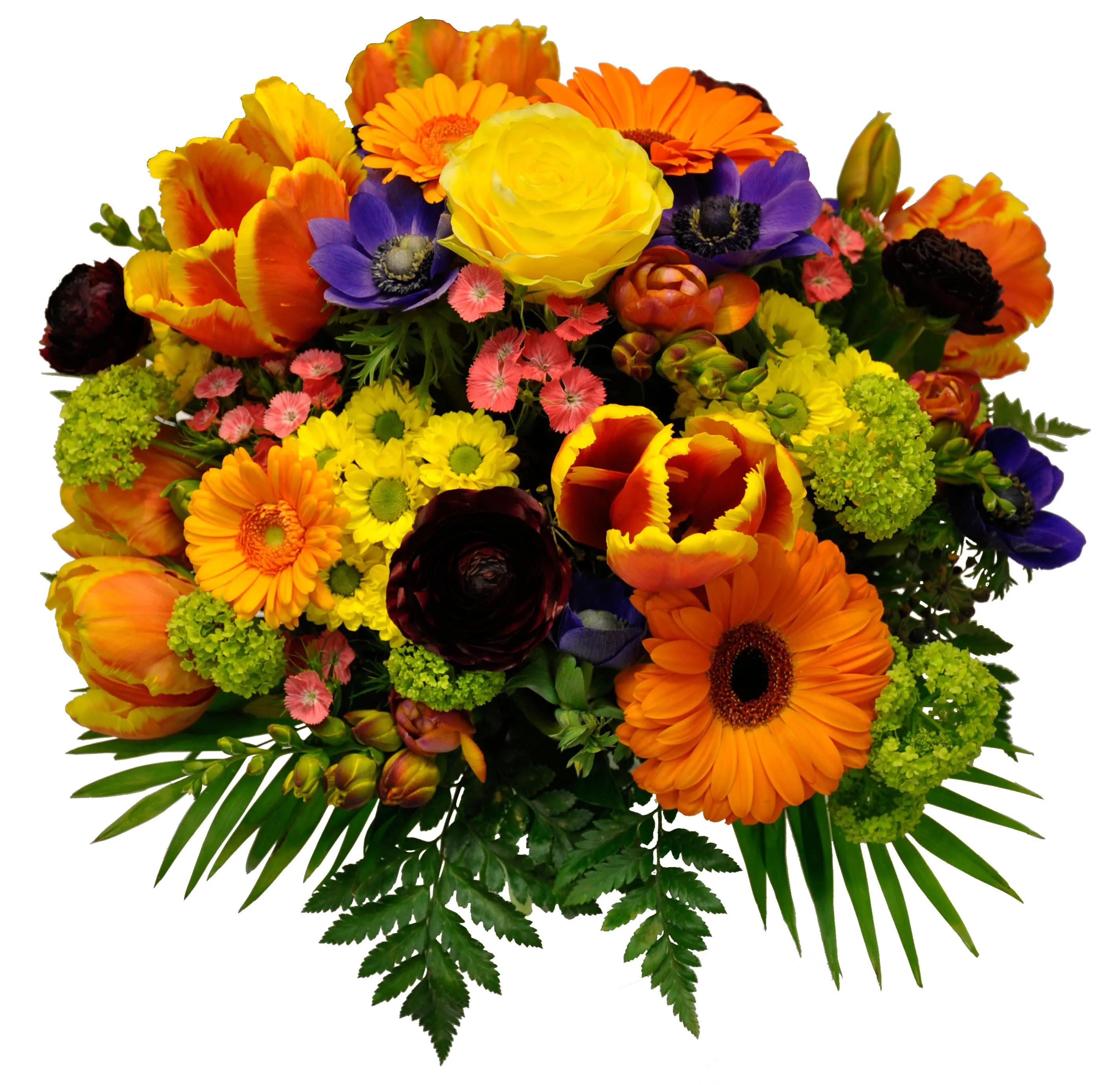 Mixed seasonal Bouquet in yellow/orange/purple/blue/pink colours - up to availability - Syria