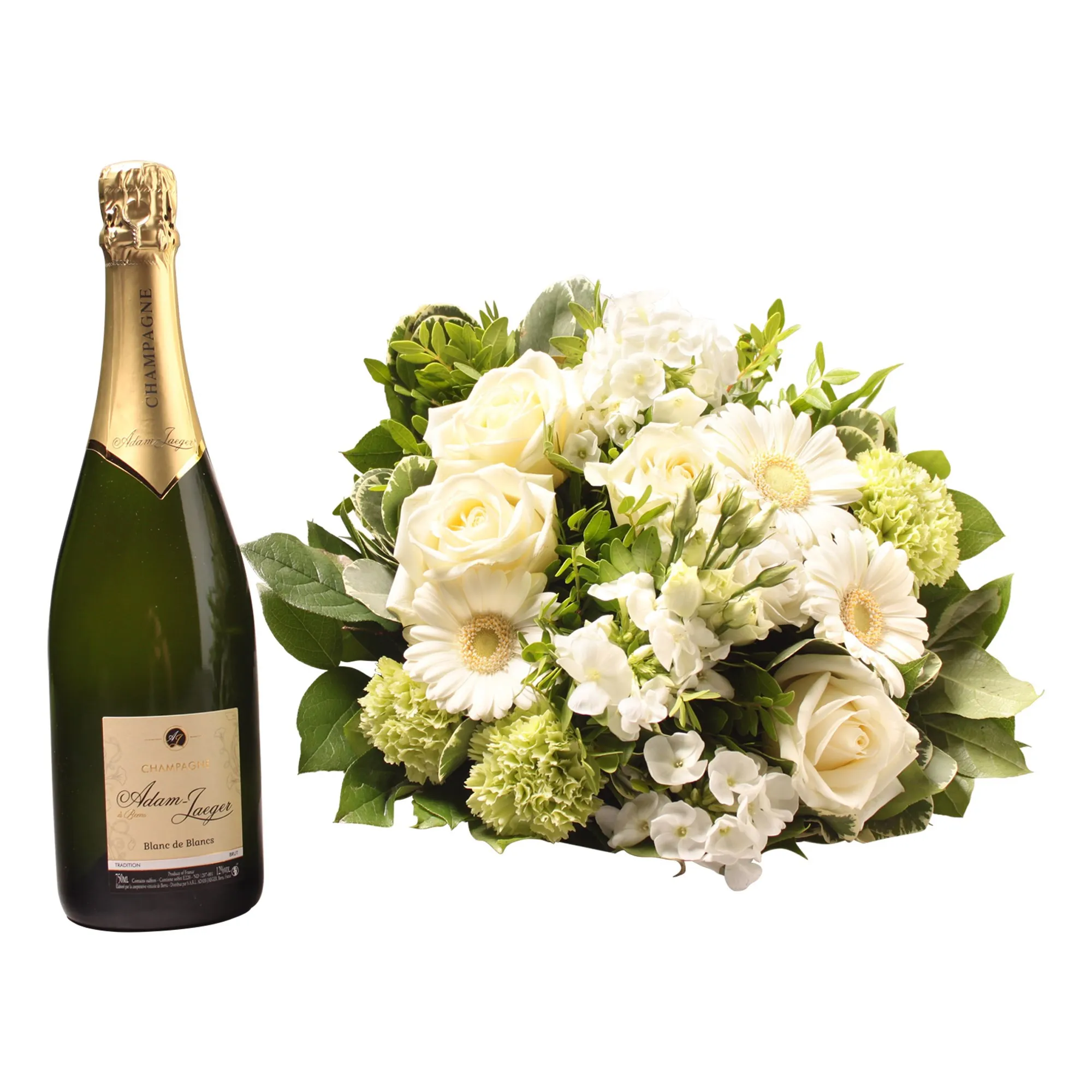 White bouquet with Champagne - Belgium