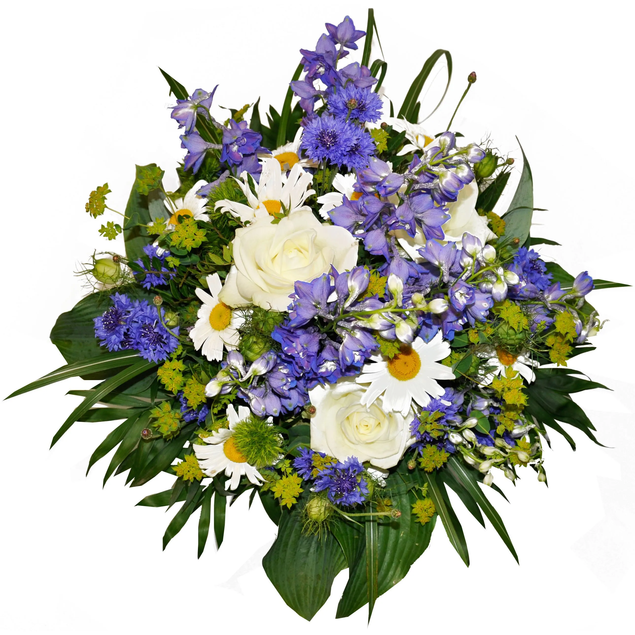 Mixed bouquet in violet, white and green shades with green filler - Syria