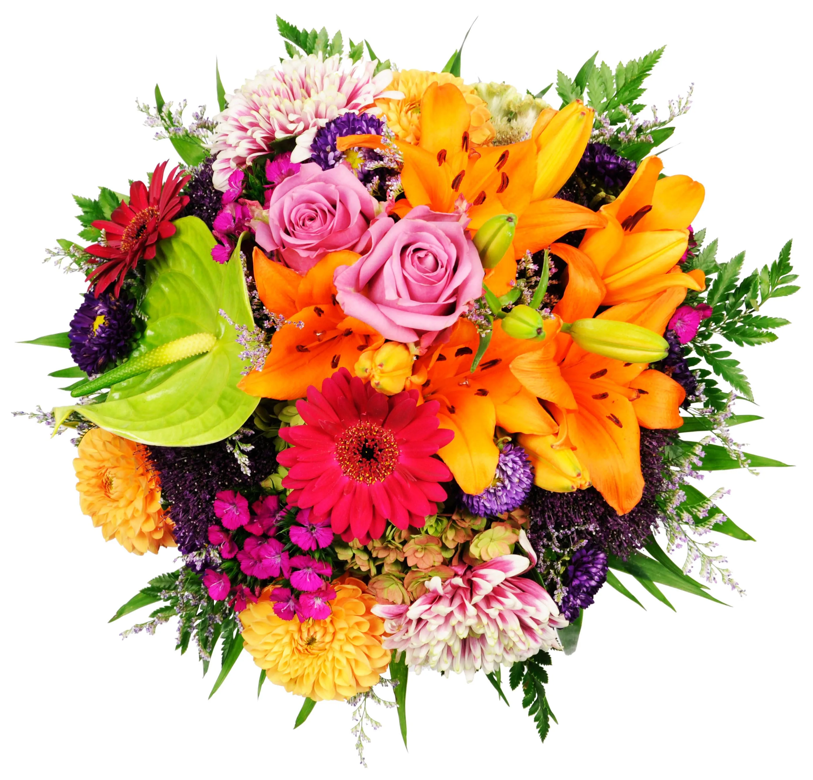 Mixed seasonal very colourful MCF with roses, lilies, gerberas etc - Syria