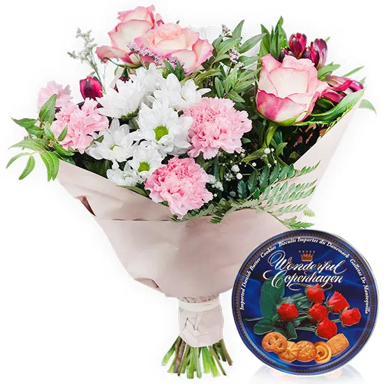 Pastel bouquet with cookies - Poczta Kwiatowa® flowers with gifts