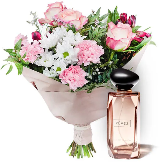 Bukiet Pastelowy z perfumami Rêves - Poczta Kwiatowa® wysyłka kwiatów