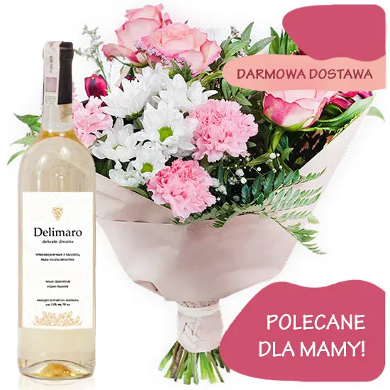 Bukiet Pastelowy z białym winem Delimaro - Poczta Kwiatowa® kwiaty