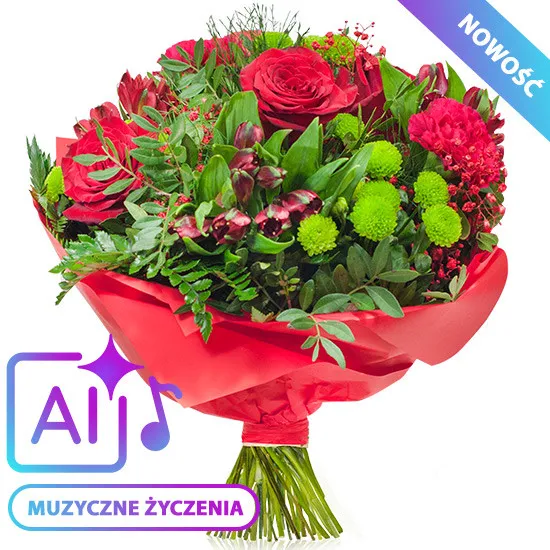 Love Story Bouquet with Musical Wishes (AI) | Poczta Kwiatowa®