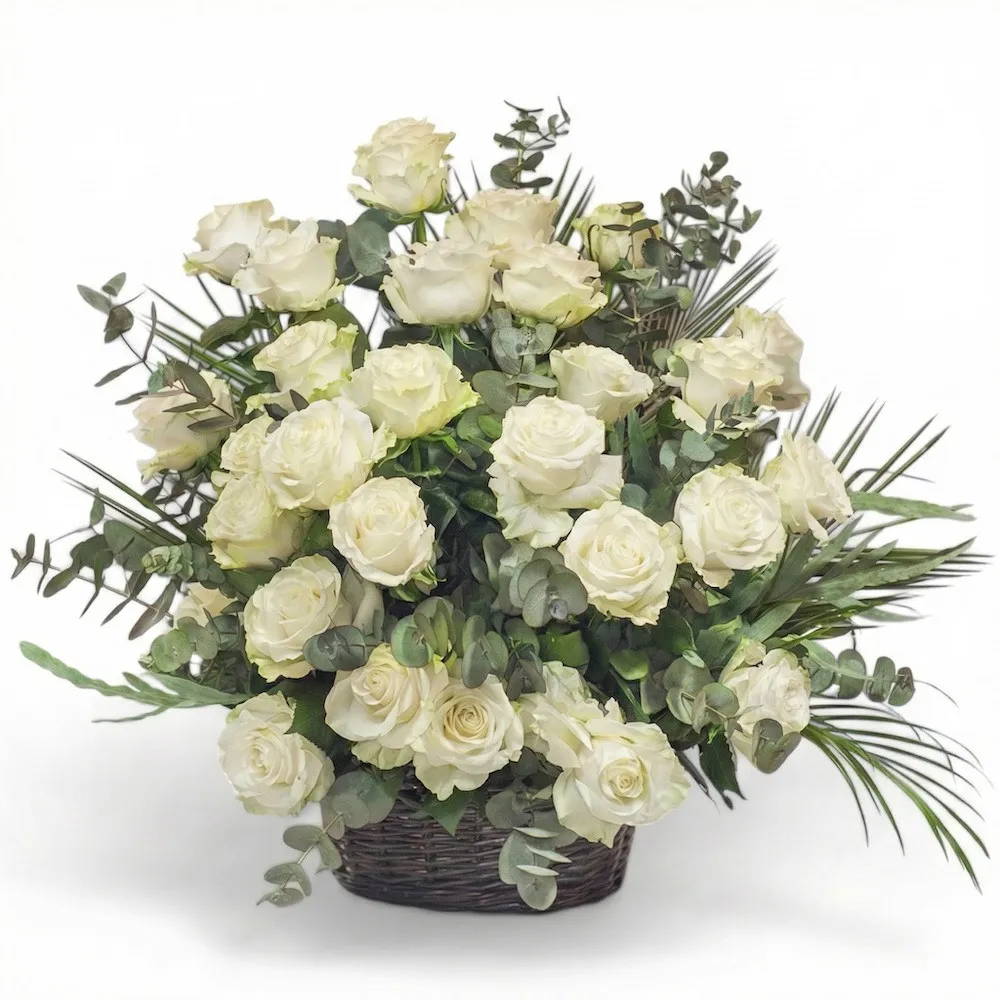 Funeral composition in a basket - Poczta Kwiatowa® flowers for funeral