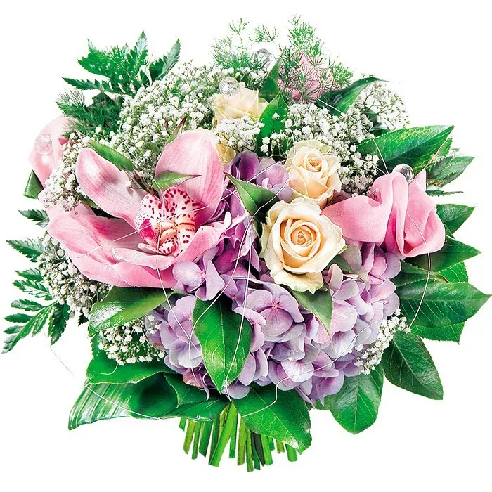 Venus bouquet, pastel flowers, orchid and apple bouquet