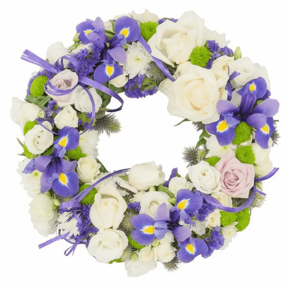 Deep blue wreath - Poczta Kwiatowa® funeral flowers delivery to any place