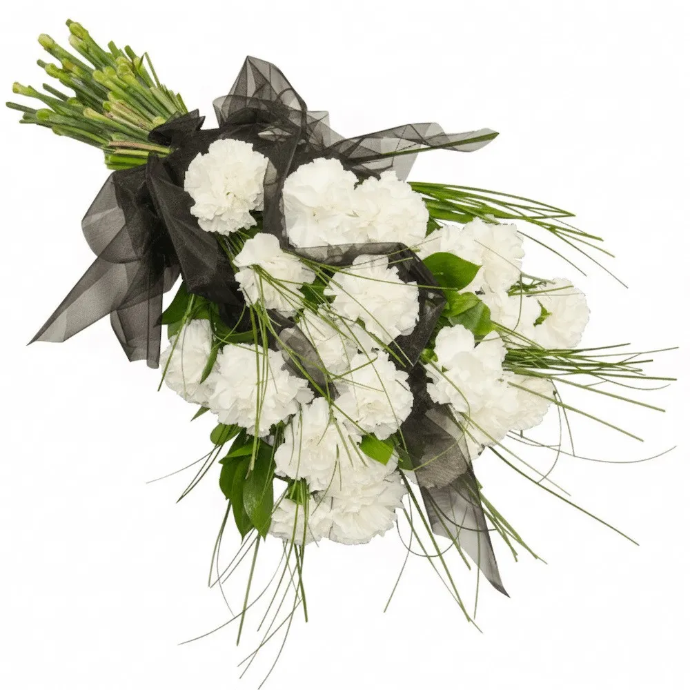 Swan Song bunch, carnation bunch, organza, decorative greenery, cemetery bunch 