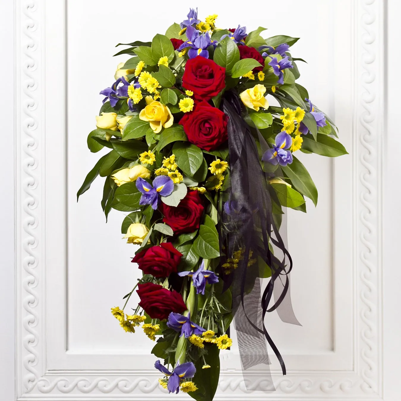 Funeral Bouquet with Colorful flowers and Ribbon - Hungary