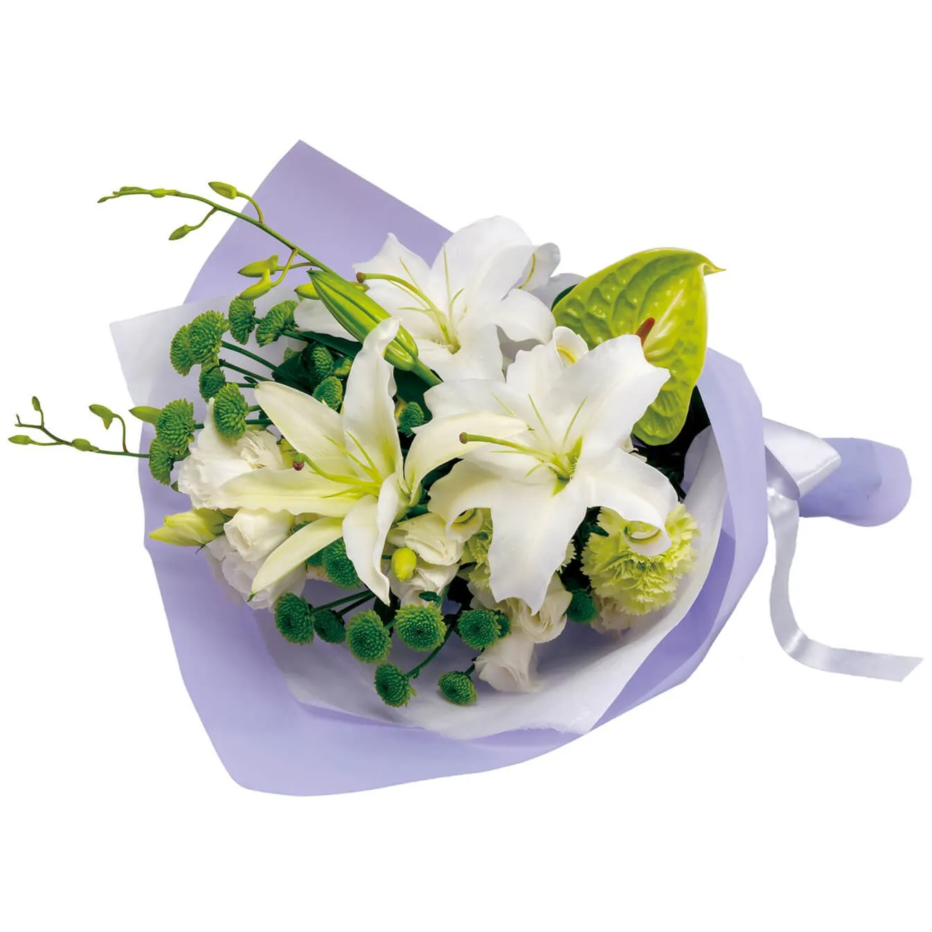 Funeral bouquet in white and green - Japan