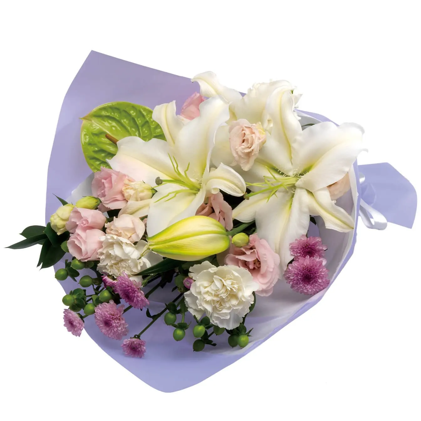 Sympathy bouquet in white with some pastel colors - Japan