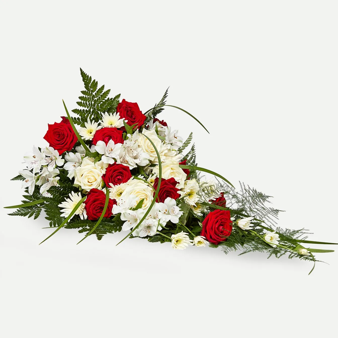 Classic funeral spray - red and white - Denmark