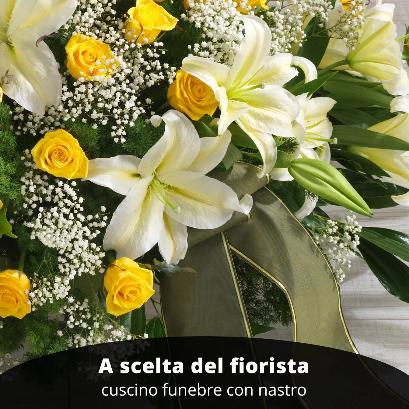 Funeral Cushion in foam with ribbon - Italy