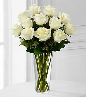 E8-4812 The White Rose Bouquet - VASE INCLUDED