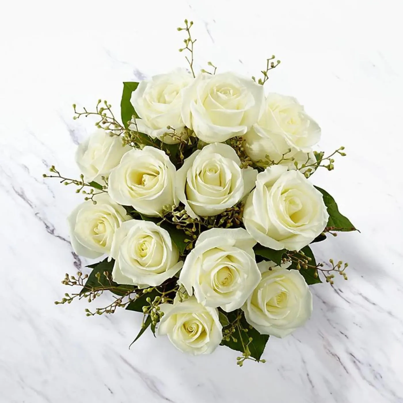 12 White Roses Bunch - Botswana