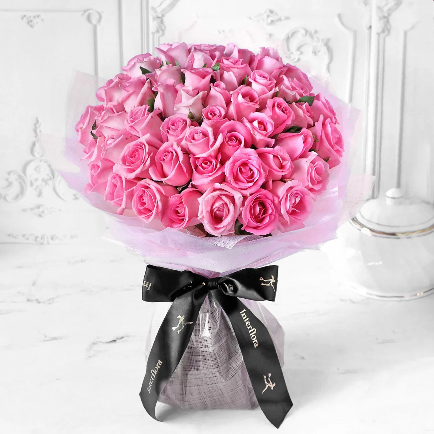 Unforgettable 50 Pink Roses Hand Tied - India