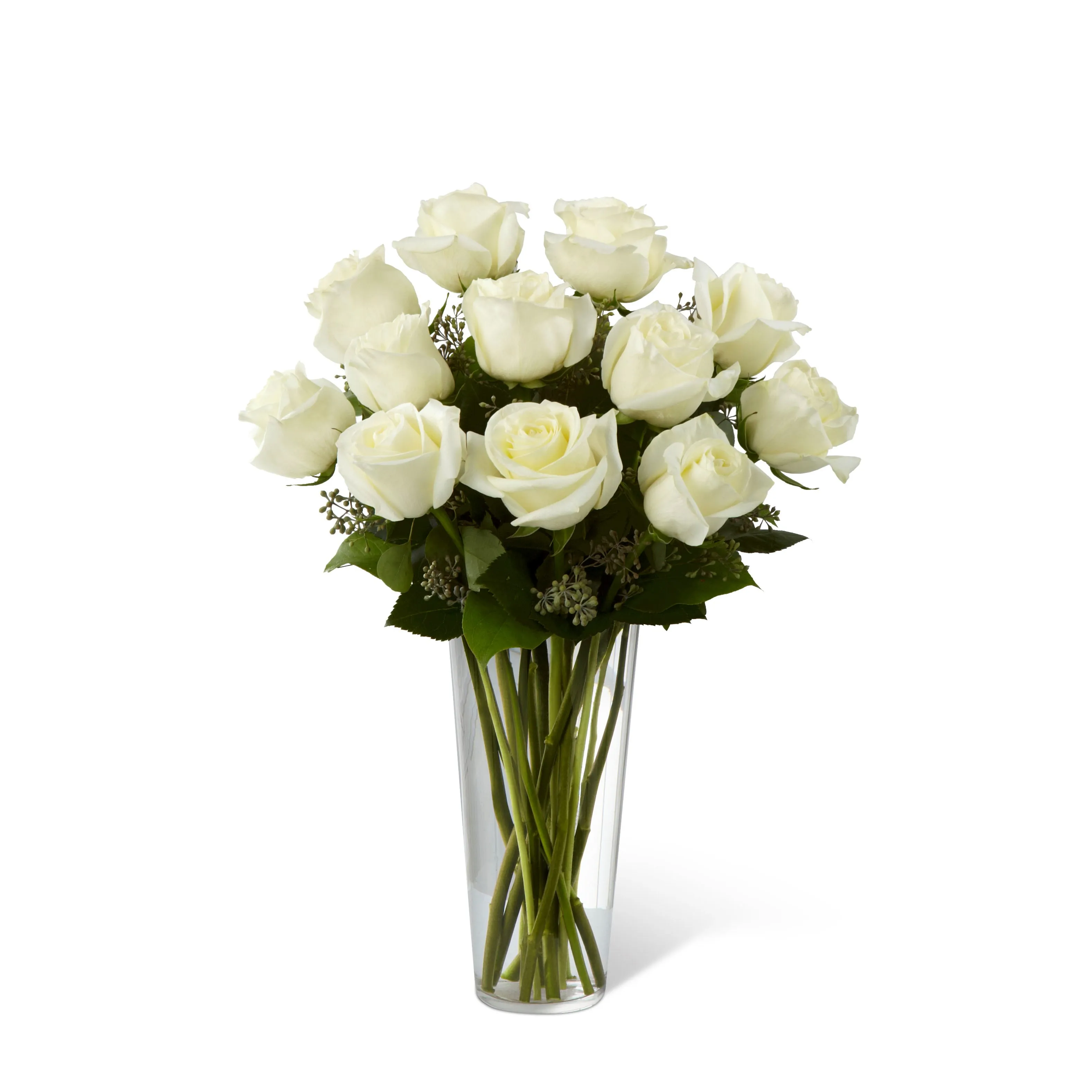 E8-4812 The White Rose Bouquet - VASE INCLUDED - Trinidad & Tobago