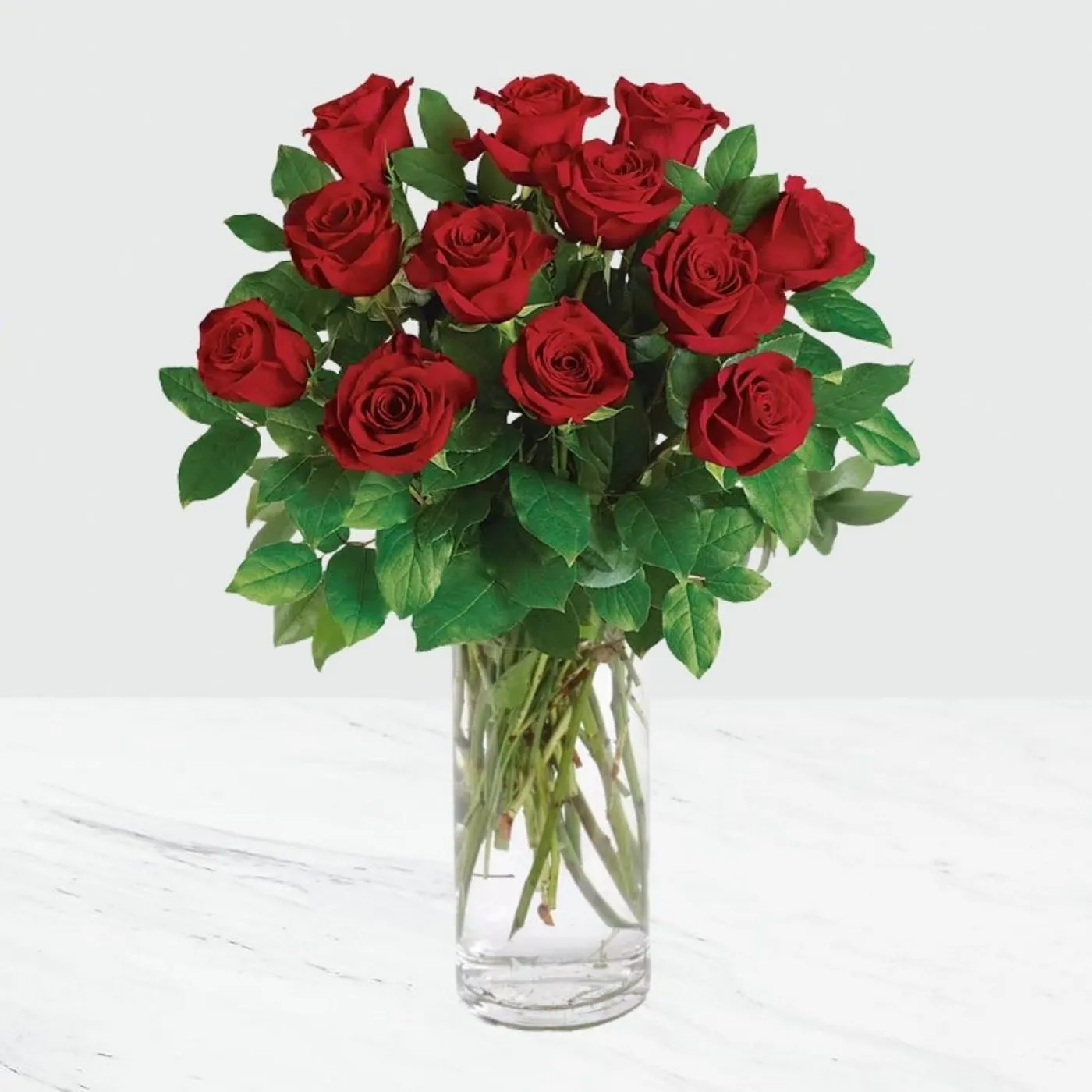 12 Red Roses In Vase - South Africa