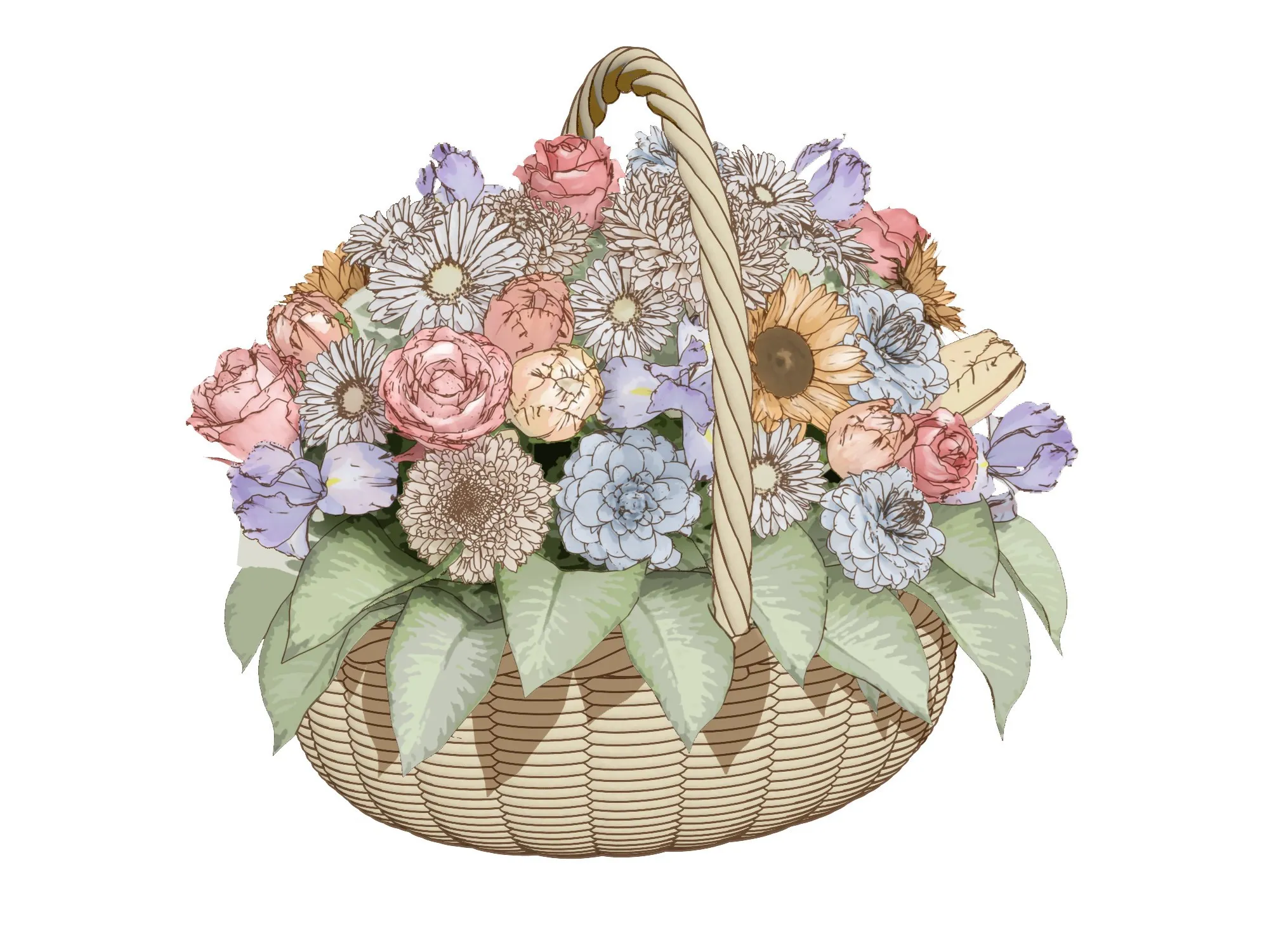 Basket arrangement of flowers - Brunei