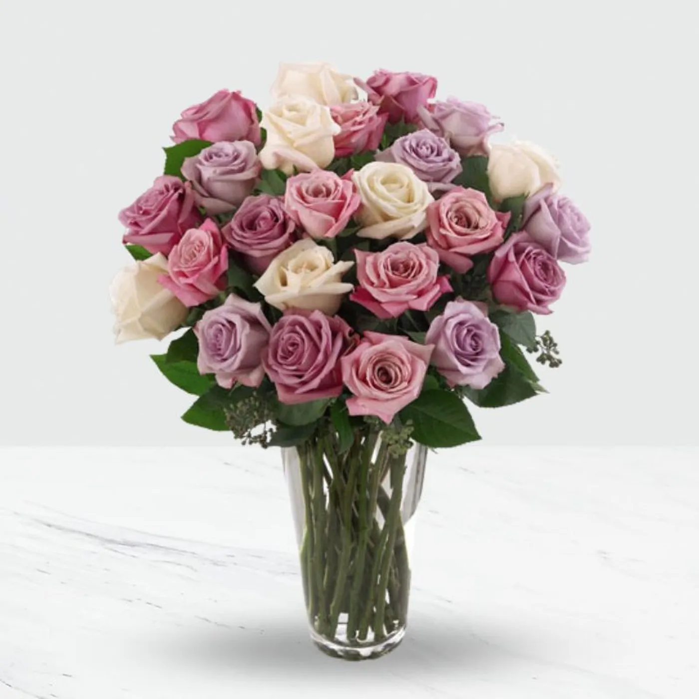 24 Pink and purple roses in a vase - Mozambique