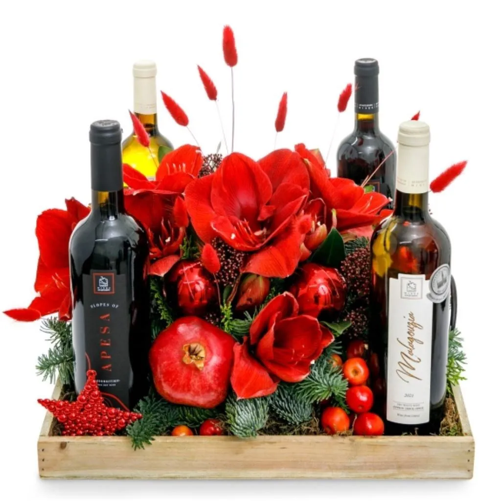 Flowers and Wine Box Xmas Edition - Greece