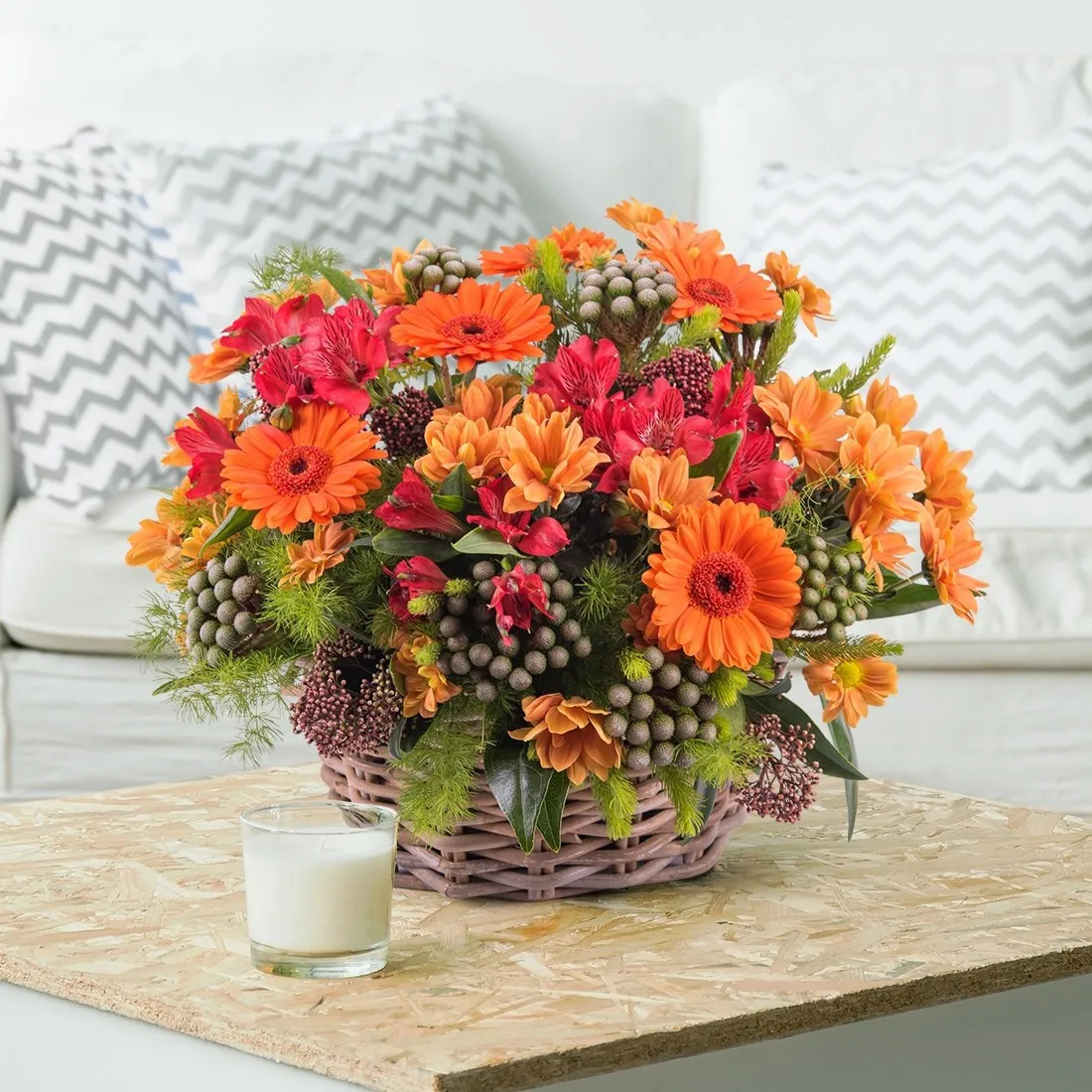 Basket arrangement of mixed flowers - Andorra