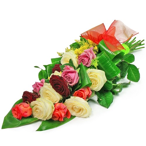 Kwiaty Różowe, 9 różowych róż ułożonych stopniowo, bukiet z różowych róż