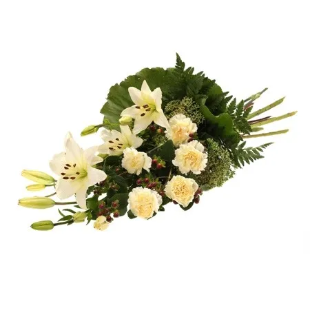Bukiet biały pogrzebowy, kwiaty funeralne, kwiaty na pogrzeb, białe kwiaty, poczta kwiatowa, kwiaty do szwecji