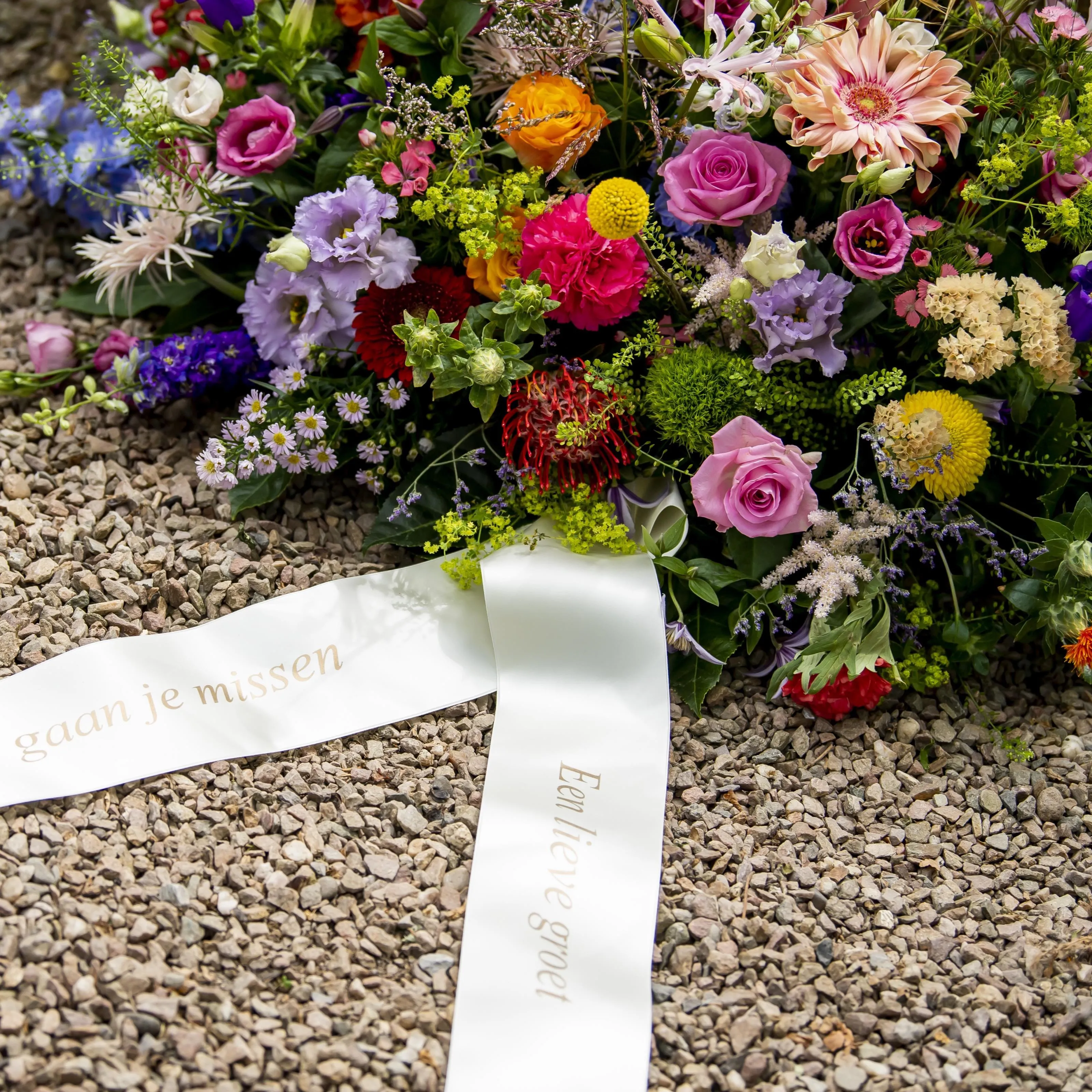 Funeral / Spray Arrangement with ribbon - Netherlands