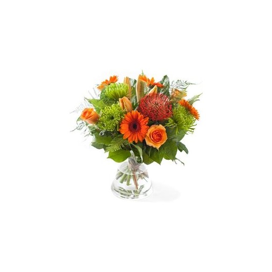 Orange mixed bouquet, excl. vase