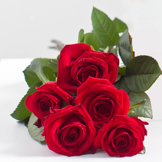 Bukiet 5 czerwonych róż