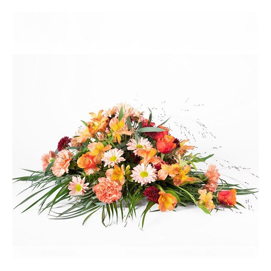 Funeral Bouquet Autumn colours with texted Ribbon