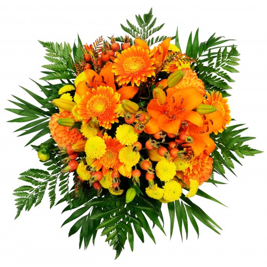 Mixed seasonal MCF only in ORANGE and YELLOW with lilies etc