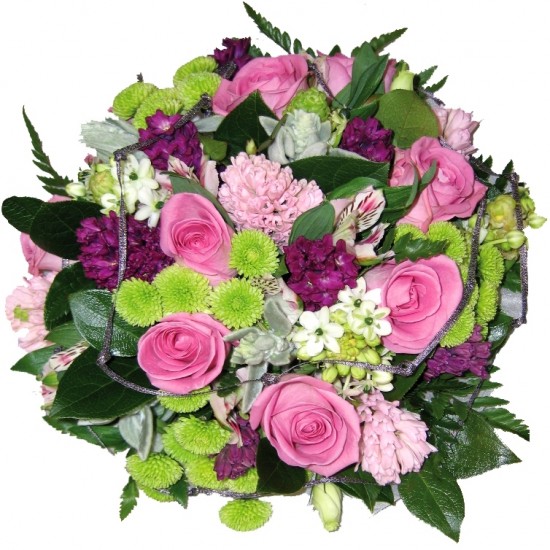 Kwiaty do Rosji: Gorące życzenia, bukiet z róż i innych różowych kwiatów