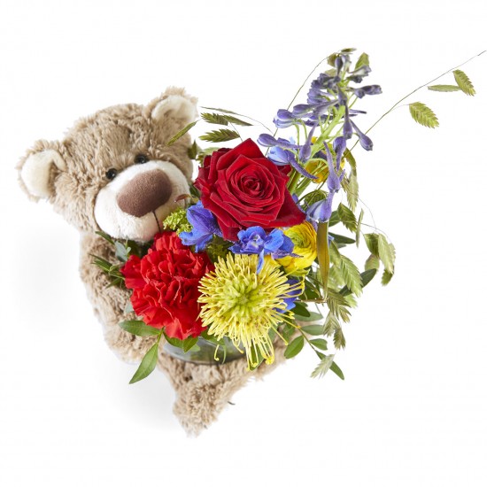 Funeral: Wonderfully beautifull Funeral Bouquet with bear