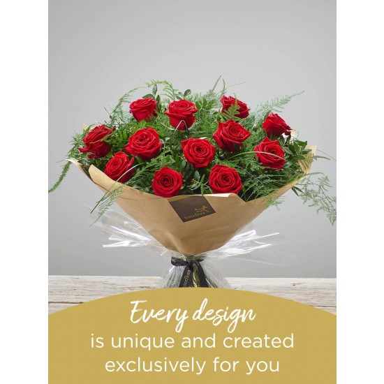 12 RED ROSE HAND-TIED