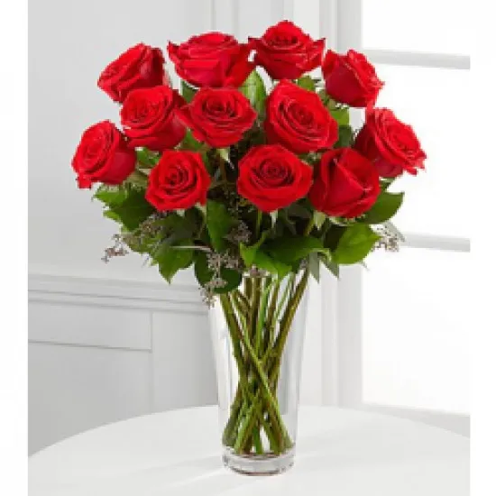 The Long Stem Red Rose Bouquet by FTD - VASE INCLUDED