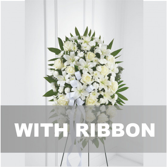 Funeral spray / arrangement with ribbon
