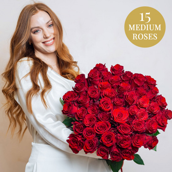 15 long stem red roses
