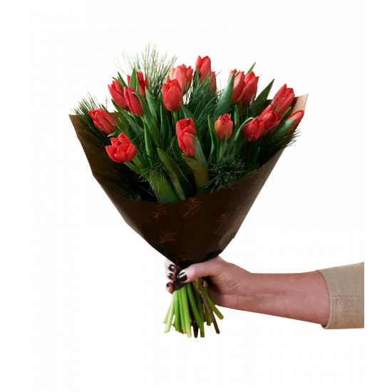 Świąteczne tulipany czerwone
