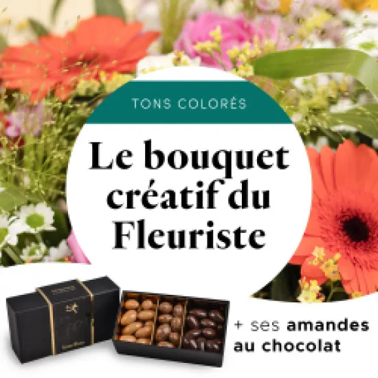 Bukiet florysty i migdały w czekoladzie