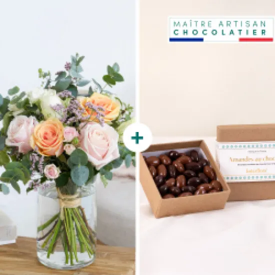 Bukiet deliaktność i migdały w czekoladzie